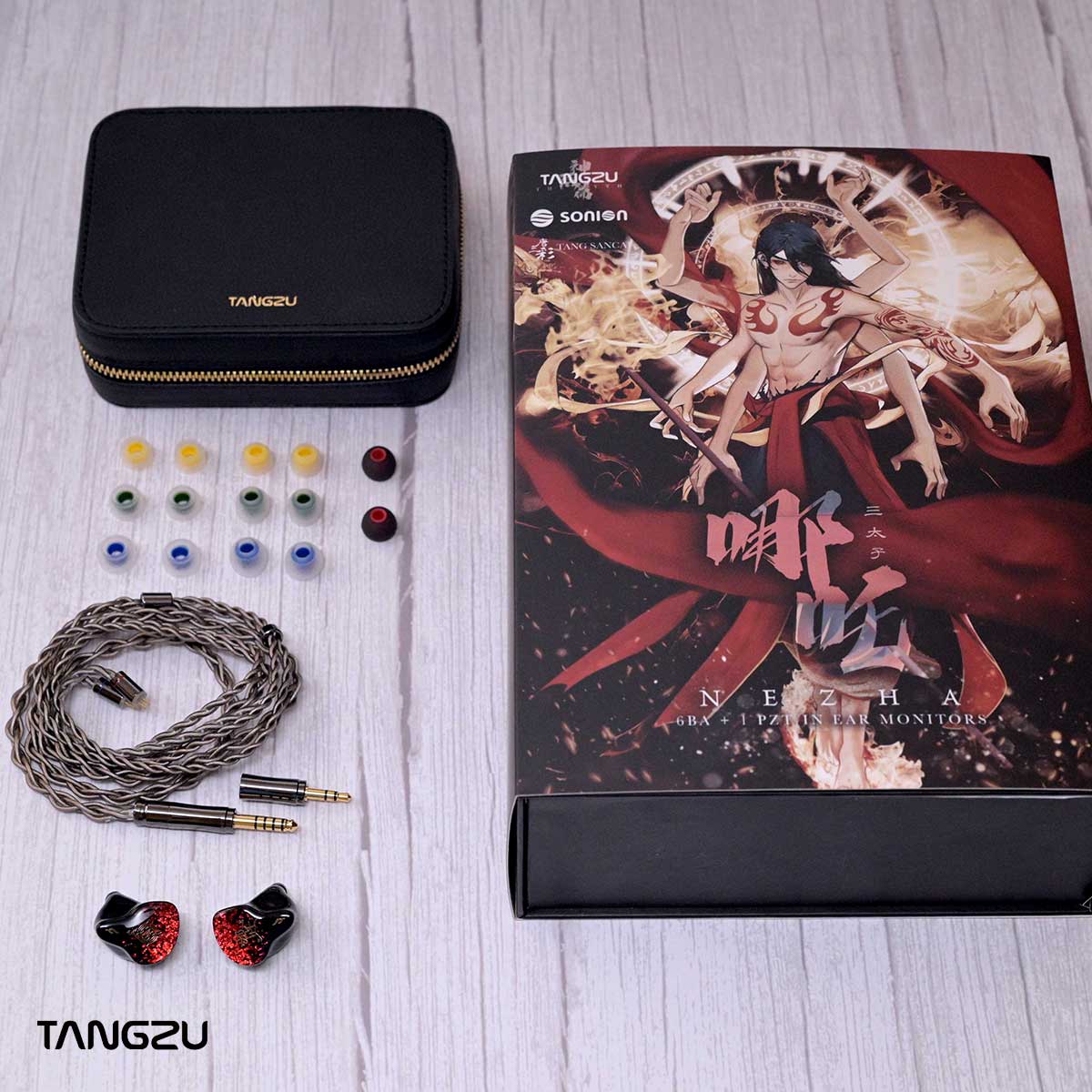 TANGZU NEZHA 6 BA +1 EST IN EAR MONITORS Multi-Drive Wired Earphones IEM 0.78mm 3.5+4.4mm Cable Hybrid Driver Headest - Image 8
